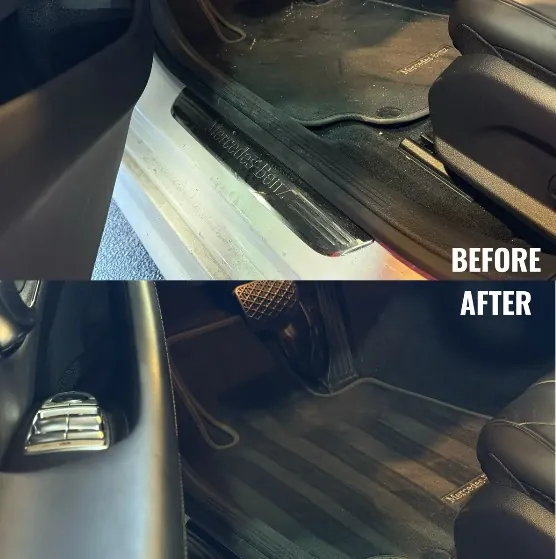 Before and after interior door sill detail